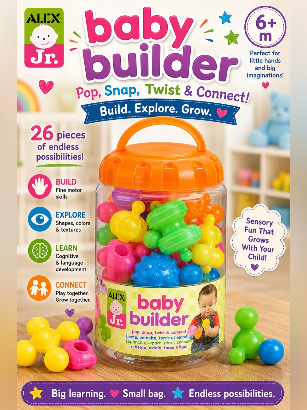 Alex Jr Baby Builder Pop, Snap, Twist & Connect
